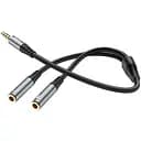 Кабель Hoco UPA21 2 в 1 3.5 headset audio adapter cable male to 2 female Темно-сірий