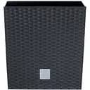 Горщик для квiтiв Prosperplast Rato квадратний низький, з вкладишем 2 в 1, 325 мм, антрацит (70895-433)