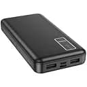 Повербанк Hoco J77 10000mAh 2USB/Lightning/Type-C 2A с фонариком и четырьмя встроенными кабелями Черный