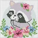 Алмазна мозаїка Ideyka без підрамника Квітковий єнот AMC7884 з АВ стразами 20х20см