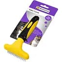 Гребінець граблі для собак і котів Bronzedog з зубом, що крутиться дворядний 15х9 см