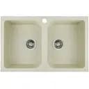 Кухонная мойка Platinum 7648W Twin гранитная глянцевая с креплением 76x48 см песок (000024930)