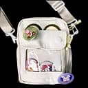 Детская сумка кросс-боди со значками в корейском стиле 20х16х7 см белая (25-573)