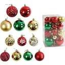 Набір новорічних прикрас 34 кульки на ялинку різної текстури, золотого, червоного та зеленого кольору (160785)