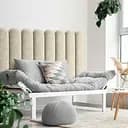 Стінова панель, з закругленим краєм, оксамитове узголів'я ліжка, кремовий колір 30*80*4 см