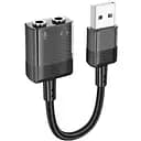 Перехідник Hoco Spirit 2 в 1 transparent external sound card for earphones USB to 3.5 мм LS37 15cm DAC