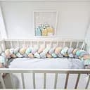 Бортик для кроватки Косичка белый серый бежевый