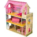 Іграшковий будинок TX1055 з натурального дерева, триярусний з меблями