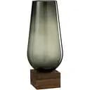Ваза J-line скляна сіра з підставкою з дерева 57 см (29003)