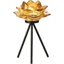 Свічник J-line на тринозі в формі квітки скляний 18 см жовтий