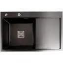 Кухонна мийка Platinum Handmade 78x50В PVD з нержавіючої сталі 3.0 мм квадратний сифон 78x50x22 см чорна