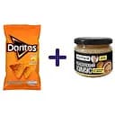 Набір: чипси кукурудзяні Doritos зі смаком сиру 90 г + хумус квасолевий 100 Років з копченою цибулею 280 г