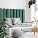 Стінова панель, з закругленим краєм, оксамитове узголів'я ліжка, блакитна 30*100*4 см