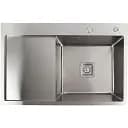 Кухонна мийка Platinum Handmade 78x50B R нержавійка (два отвори ,квадратний сифон 3.0/1.0)