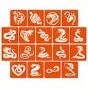 Набор трафаретов для биотату Змеи Fresh Tattoo snakes_5x5_18_1, 5х5 см 18 простых трафаретов