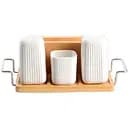 Набір спецівниць Led Classic 3 предмети на бамбуковій таці білий (B010805)