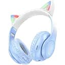 Бездротові повнорозмірні навушники Hoco W42 Cat Ear з підсвічуванням, BT5.3, AUX, TF, 400mAh, 10h, сині