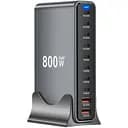 Зарядна станція ILEPO 800W багатопортова на 2 USB + 8 Type-C / мережевий мультизарядний пристрій Black (19022)