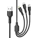 Кабель XO NB230 2.4A Rock series 3 in 1 data cable Чорний