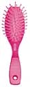 Щетка массажная мини овальная Titania с прорезиненной ручкой, 7 рядов, малиновый (1822 малин)