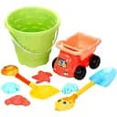 Песочный набор YF 3687 ведро 22 см, машинка с прицепом, 2 лопата, 4 формочки.
