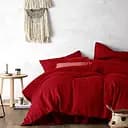 Полуторный постельный комплект красный микрофибра 248942