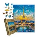 Деревянный фигурный пазл Эйфелева Башня, А4, Картонная коробка 100 элементов