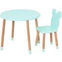 Столик зі стільцем Bambi "Ведмедик" 07-025B-ROUND круглий бірюзовий
