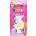 Свеча-цифра цветная с блестками 3, 10-112