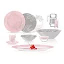 Сервіз Luminarc Amb Fleur Blush, 6 персон, 46 предметів, рожевий із сірим (V0186)