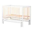 Детская кроватка София-2 с маятником на подшипниках и опускной боковиной белый с натуральными элементами