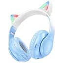 Беспроводные Bluetooth наушники Hoco Cat ears W42 с ушками и подсветкой синий