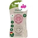 Пустушка кругла Nip Вишенька Зелена серія 0-6 міс. коралова з бежевим 2 шт. (38876-51)