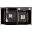 Кухонная мойка Platinum Handmade HDB из нержавеющей стали 1.0 мм квадратный сифон 78x43x22 см черная
