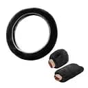 Чехол на руль из искусственного меха в комплекте с насадками на ручной тормоз и ручку переключения передач Черный (00341)