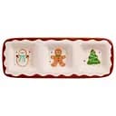 Менажница новогодняя фарфоровая Yiwu Merry Christmas на 3 секции для закусок 30×11×2.5 см CR-1-41