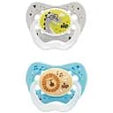 Силиконовая пустышка Nip Замечательная жизнь №3 Лев и Дино, 16-32 мес., синий с серым, 2 шт. (31303)