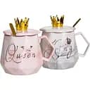 Парні чашки порцелянові King & Queen 400 мл з ложками FM-30