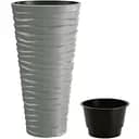 Горшок для цветов Prosperplast Sand высокий, с вкладышем 2 в 1, 300 мм, серый (79619-405)