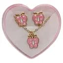 Біжутерія дитяча 2 в 1 Рожеві Метелики B4318-2 сережки + підвіска