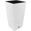 Горщик для квiтiв Prosperplast Rato квадратний високий, з вкладишем 2 в 1, 400 мм, бiлий (77952-449)