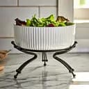 Салатник порцеляновий на металевій підставці Ø16 (см) тарілка для салату салатниця Чорний Yiwu LB-1568B