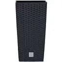 Горщик для квiтiв Prosperplast Rato квадратний високий, з вкладишем 2 в 1, 300 мм, антрацит (79580-433)