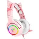 Наушники Onikuma Gaming Cat Ear K9 7.1 с ушками кота розовые с подсветкой