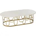 Кавовий столик J-line зі стільницею з мармуру овальний золотий (45854)