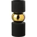 Ваза J-line стеклянная черная с золотом 25 см (49649)