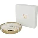 Свеча J-line ароматическая в металлической золотой шкатулке аромат амбра ваниль кедр диаметр 29 см Бельгия (16136)