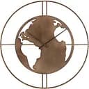 Настінні годинники J-line круглі в металевому корпусі з картою світу 60 см коричневого кольору (36870)