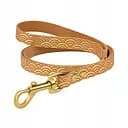 Поводок для собак BronzeDog Barksi Classic кожаный с золотым тиснением Море S 120х1 см горчица