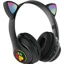 Беспроводные Bluetooth наушники кошачьи ушки CAT STN-28 с микрофоном и LED RGB подсветкой черные